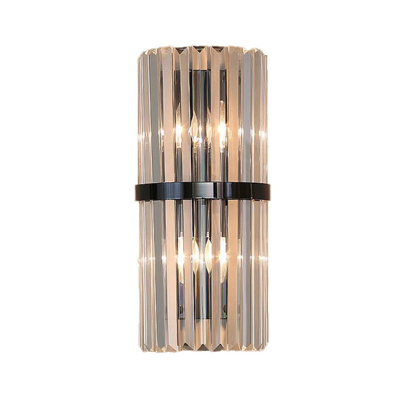 Crystal Half Cylinder Shape Wall Lighting Modern Style 2 Lights Wall Light Sconce