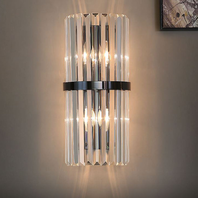 Crystal Half Cylinder Shape Wall Lighting Modern Style 2 Lights Wall Light Sconce