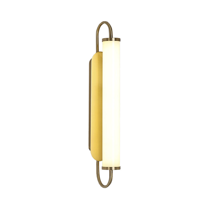 Arc Rectangle Metal Wall Sconce Post-Modern LED Gold Wall Mount Fixture with Tube Acrylic Shade