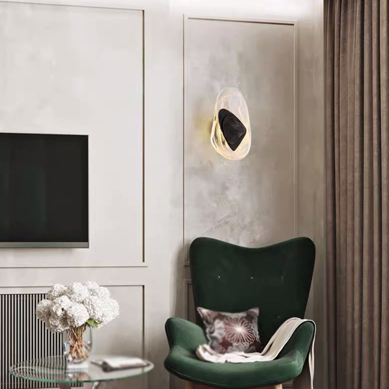 Glass Sconce Light Fixtures Black/Gold Wall Mounted Lights for Living Room