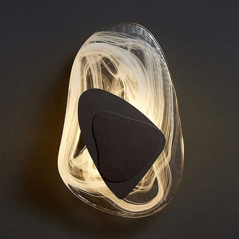 Glass Sconce Light Fixtures Black/Gold Wall Mounted Lights for Living Room