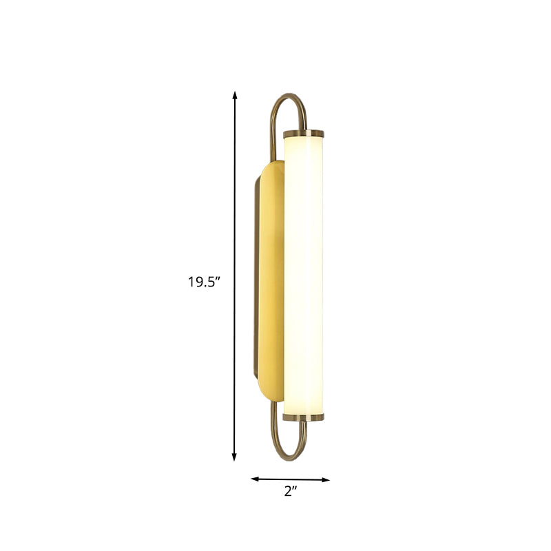 Arc Rectangle Metal Wall Sconce Post-Modern LED Gold Wall Mount Fixture with Tube Acrylic Shade