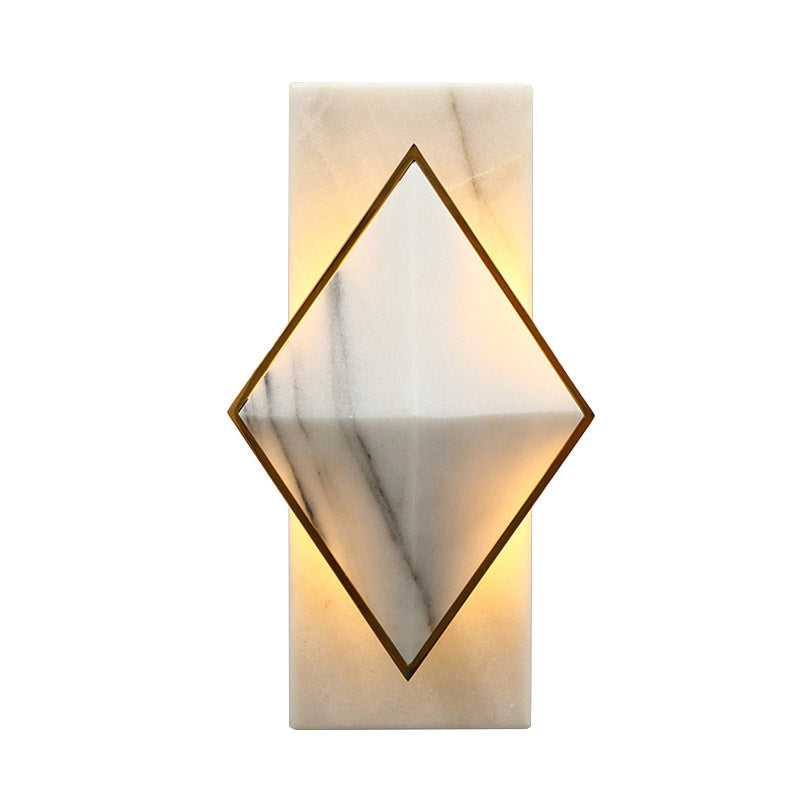 Stone Rhombus and Rectangle Sconce Modernist LED Wall Mount Light Fixture in White for Corridor