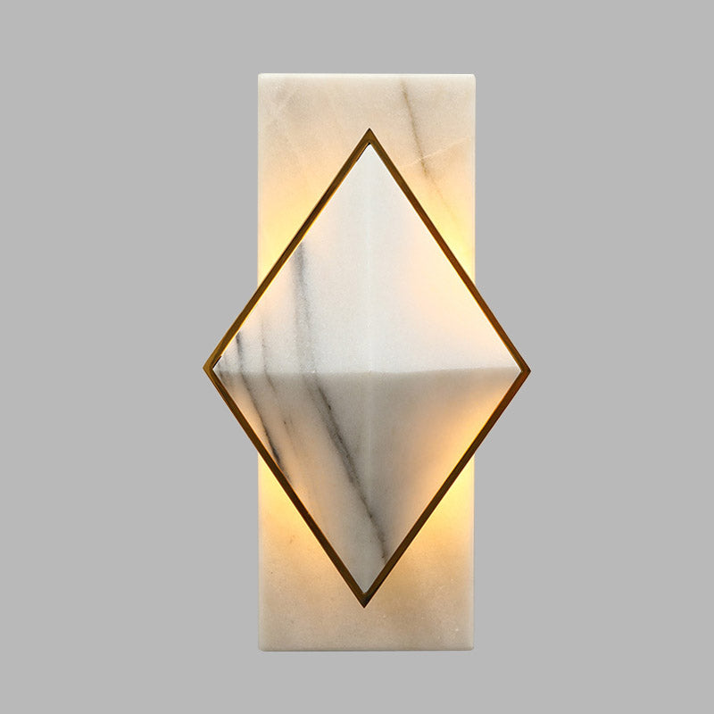 Stone Rhombus and Rectangle Sconce Modernist LED Wall Mount Light Fixture in White for Corridor