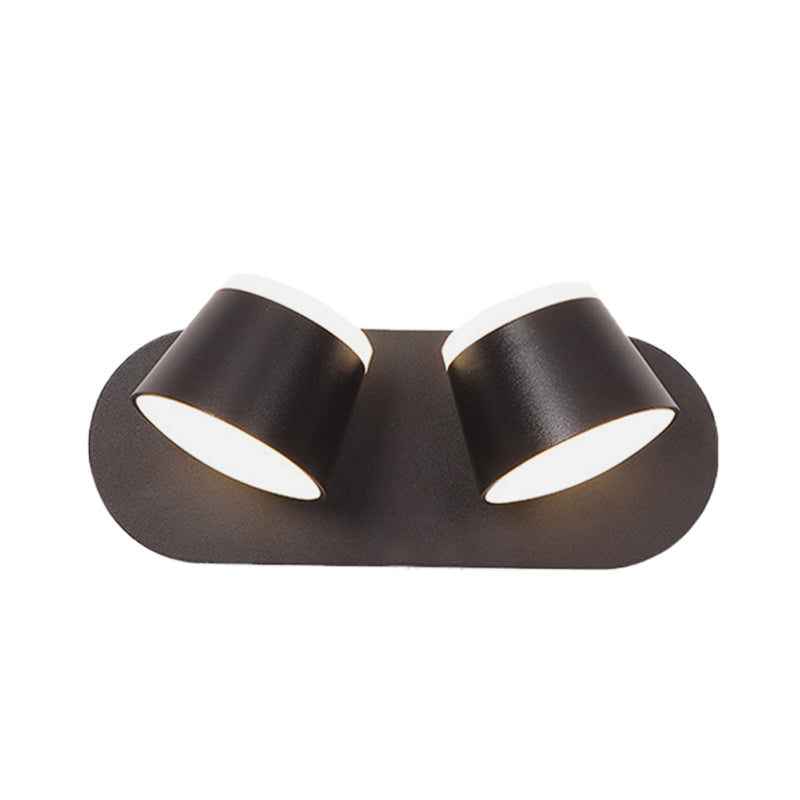 Finition noire tambour Murce moderniste 2 lumières LED métalliques Aliminable de la lampe de montage mural réglable