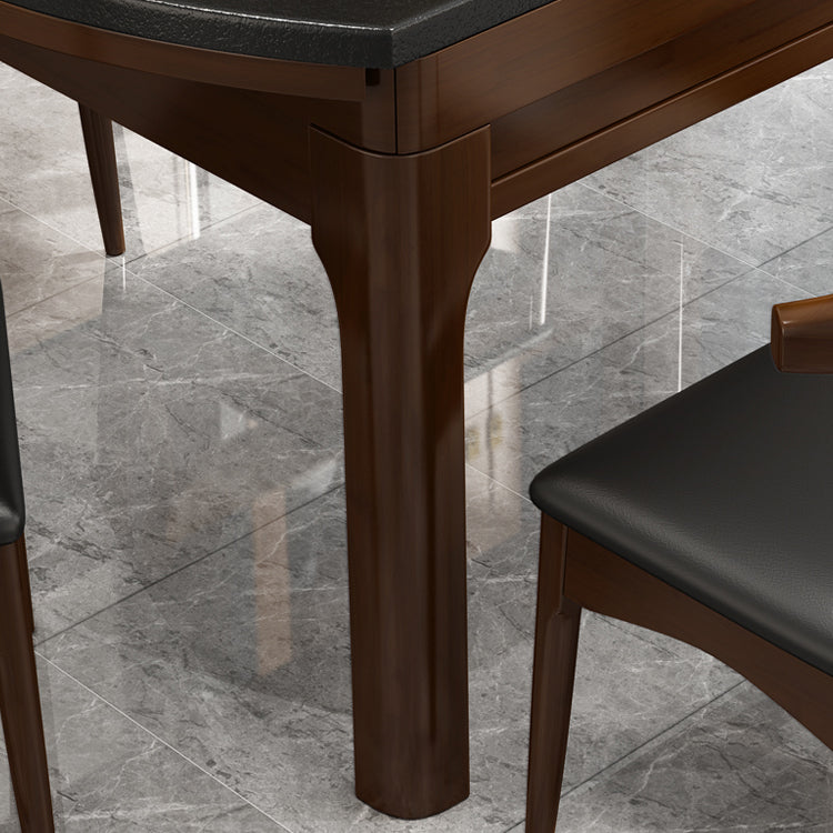 Contemporary Kitchen Dinner Table Solid Wood Extendable 4 Legs Dining Table