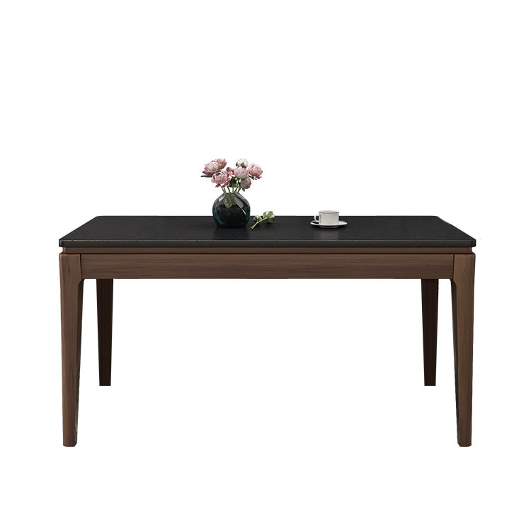 Contemporary Kitchen Dinner Table Solid Wood 4 Legs Dining Table in Black