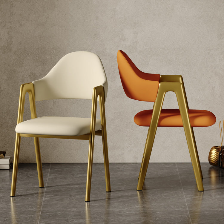 Contemporary Upholstered Arm Chair Open Back Home Dining Chair