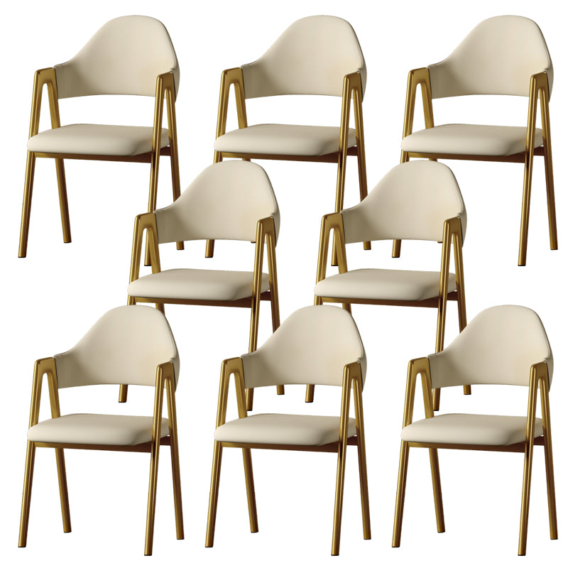 Contemporary Upholstered Arm Chair Open Back Home Dining Chair