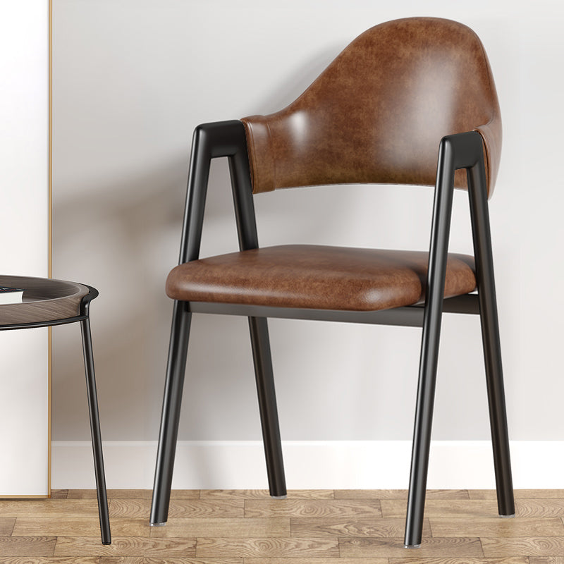 Contemporary Upholstered Arm Chair Open Back Home Dining Chair