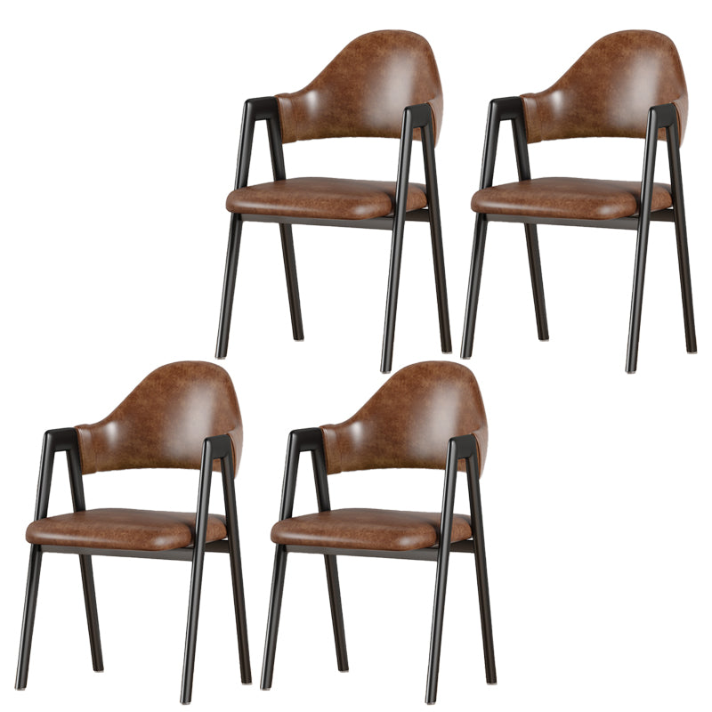 Contemporary Upholstered Arm Chair Open Back Home Dining Chair