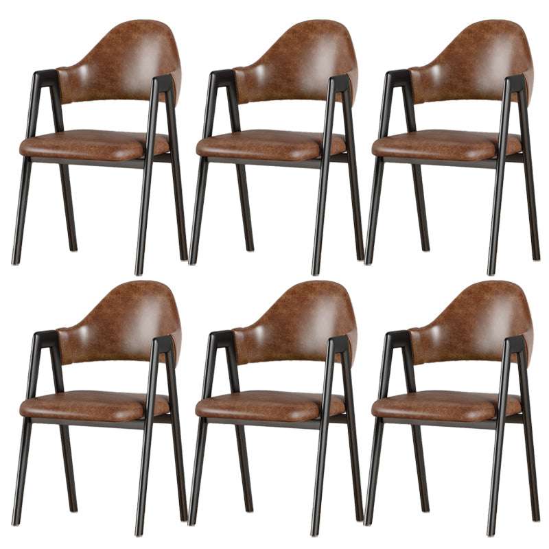 Contemporary Upholstered Arm Chair Open Back Home Dining Chair
