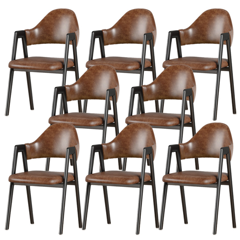Contemporary Upholstered Arm Chair Open Back Home Dining Chair
