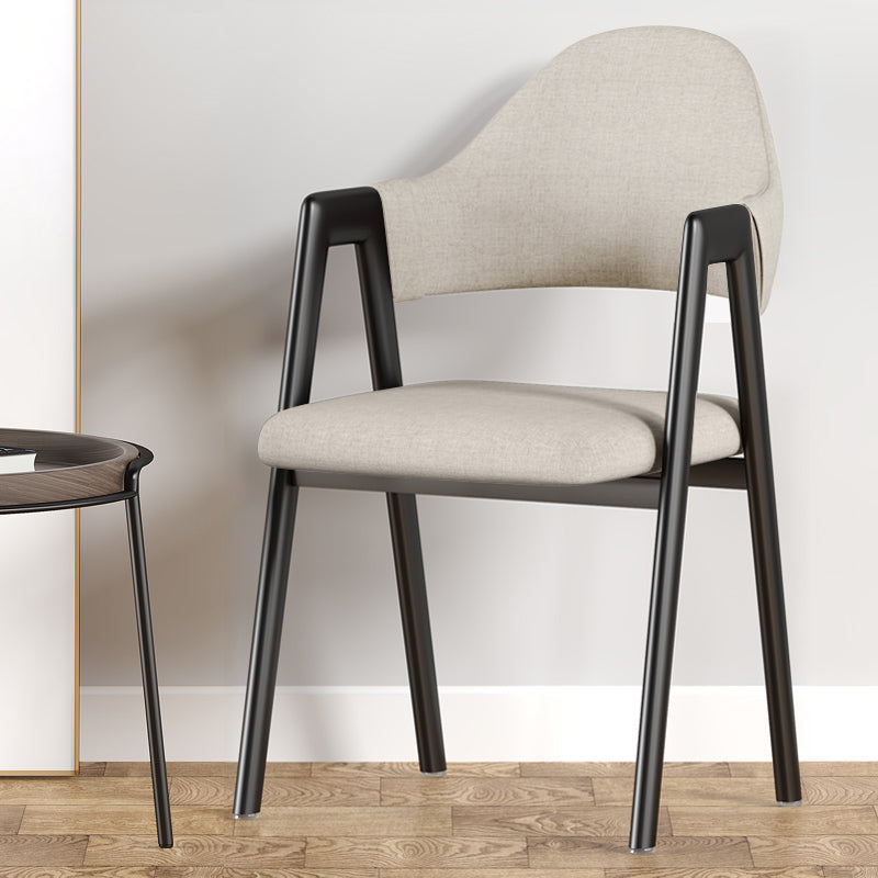 Contemporary Upholstered Arm Chair Open Back Home Dining Chair