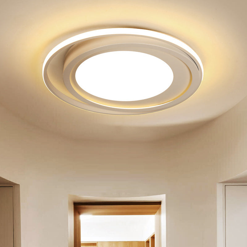 Acrylic Round Flush Lighting Modern LED Flush Mount in White/Black for Bedroom, White/Warm Light