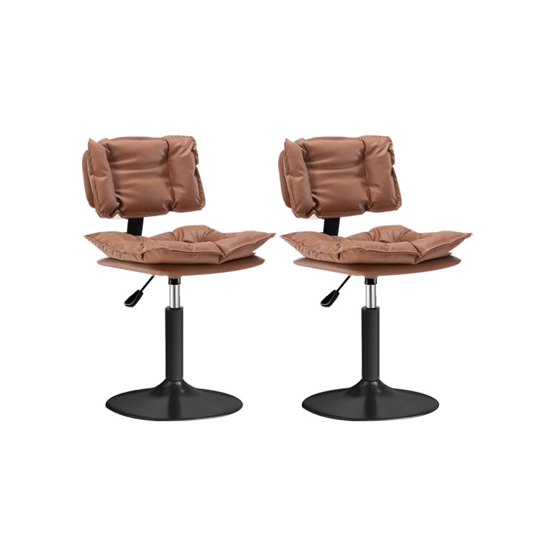 Glam Style Faux Leather Bar Stools Swivel Adjustable Height Bar Stool with Black Base