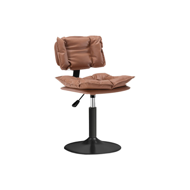 Glam Style Faux Leather Bar Stools Swivel Adjustable Height Bar Stool with Black Base
