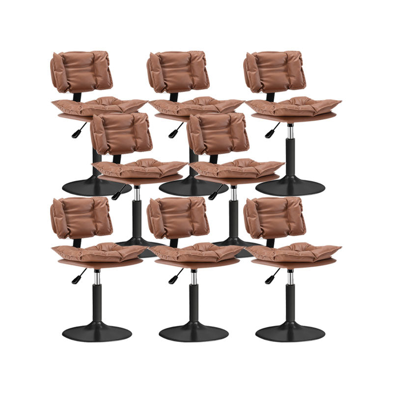 Glam Style Faux Leather Bar Stools Swivel Adjustable Height Bar Stool with Black Base