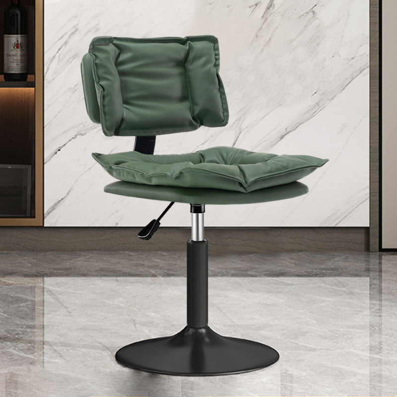 Glam Style Faux Leather Bar Stools Swivel Adjustable Height Bar Stool with Black Base