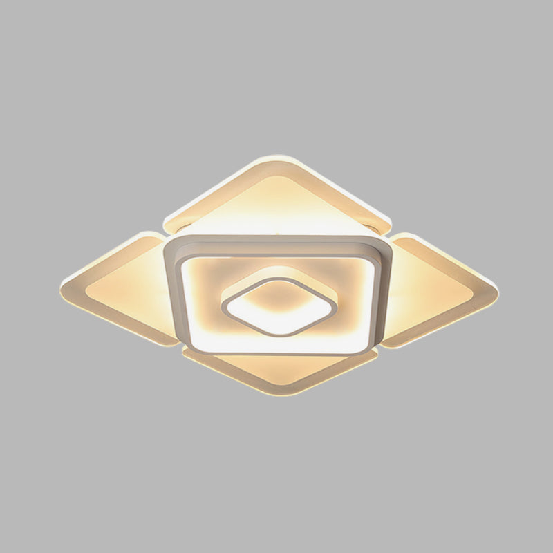 16"/19,5" W LED-Schlafzimmer-Einbauleuchte, moderne weiße Einbauleuchte mit quadratischem Acrylschirm in weißem/warmem Licht