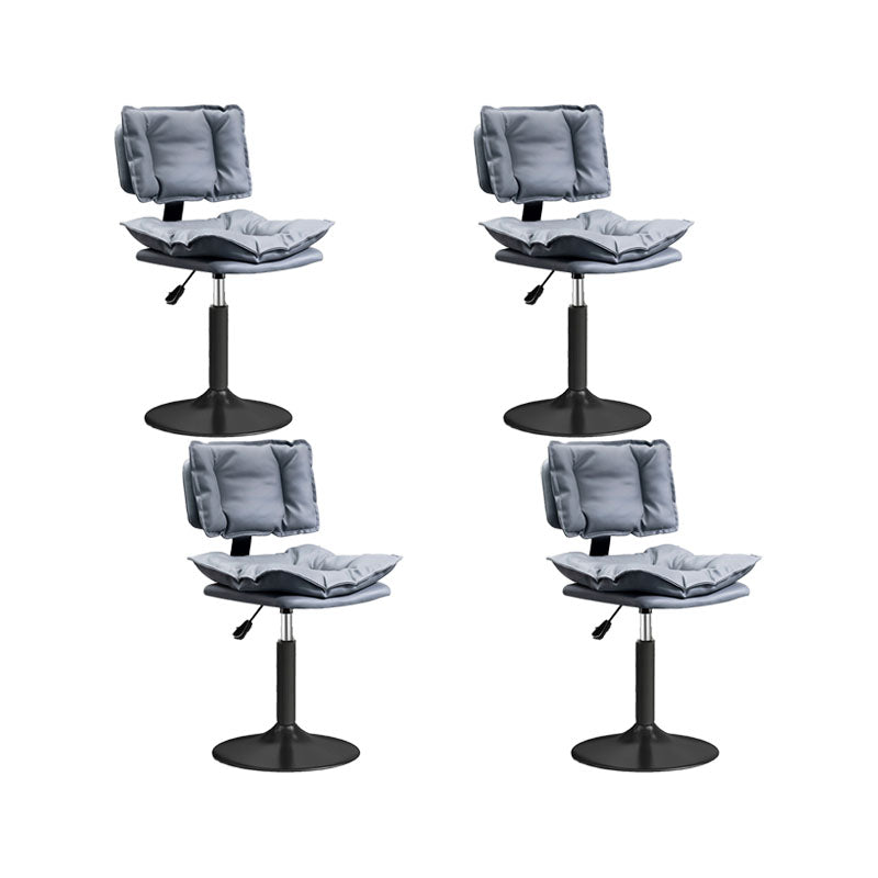 Glam Style Faux Leather Bar Stools Swivel Adjustable Height Bar Stool with Black Base