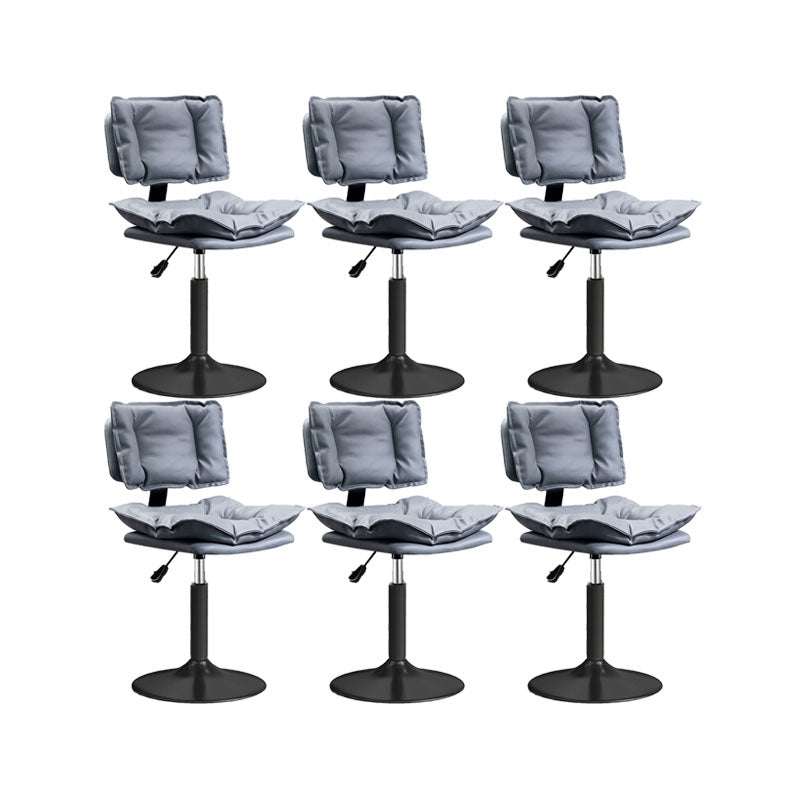 Glam Style Faux Leather Bar Stools Swivel Adjustable Height Bar Stool with Black Base