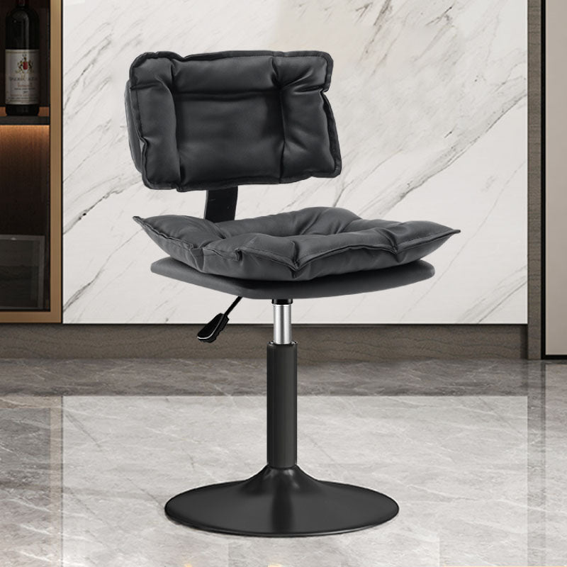 Glam Style Faux Leather Bar Stools Swivel Adjustable Height Bar Stool with Black Base