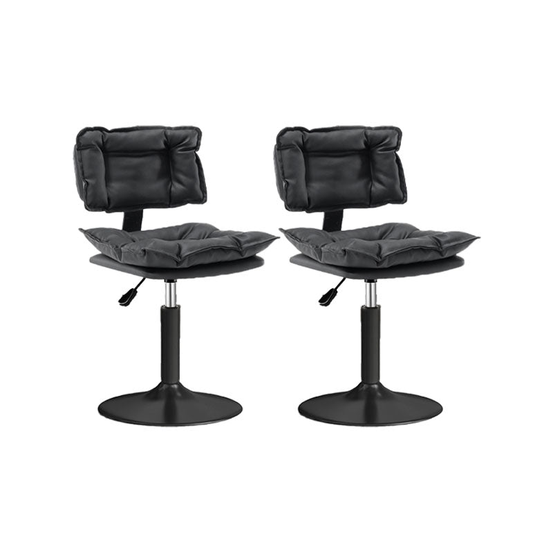 Glam Style Faux Leather Bar Stools Swivel Adjustable Height Bar Stool with Black Base