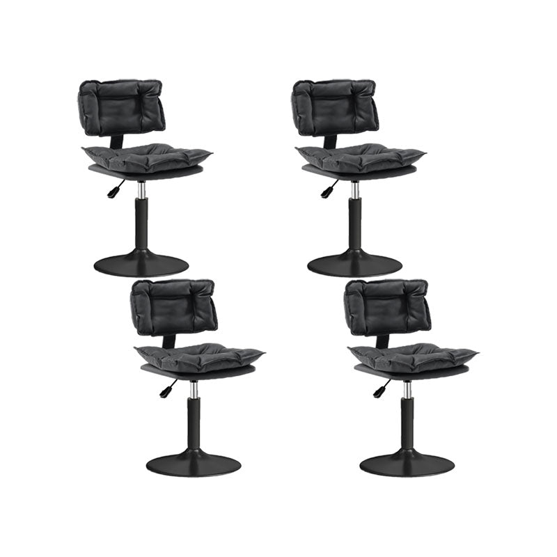 Glam Style Faux Leather Bar Stools Swivel Adjustable Height Bar Stool with Black Base