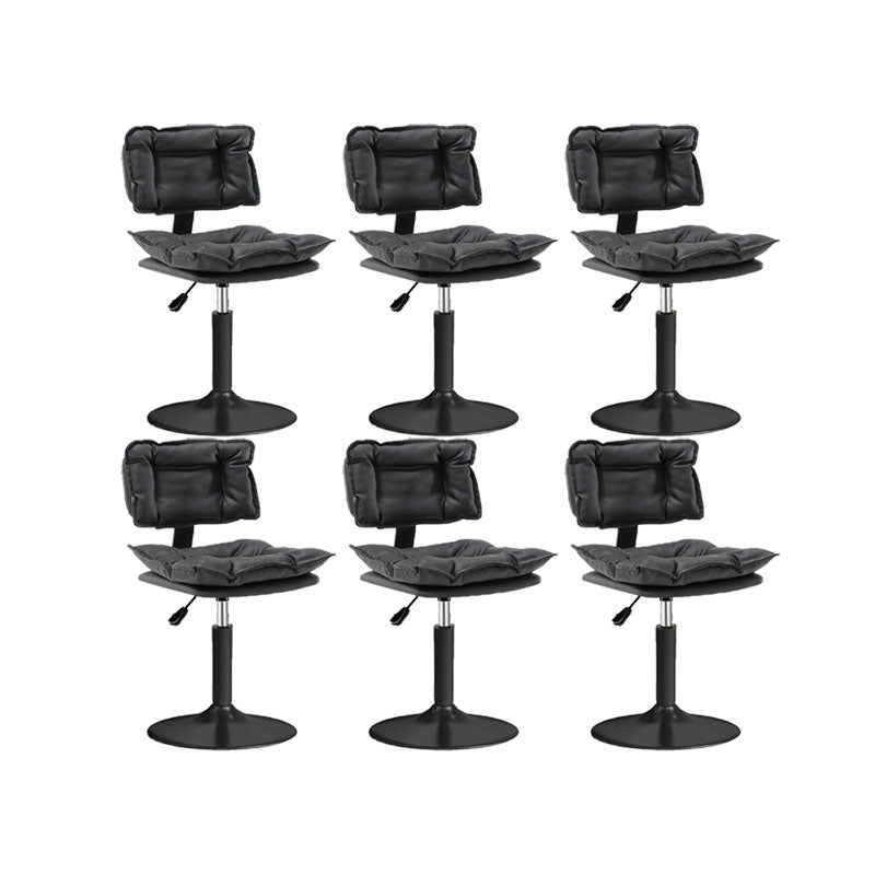 Glam Style Faux Leather Bar Stools Swivel Adjustable Height Bar Stool with Black Base