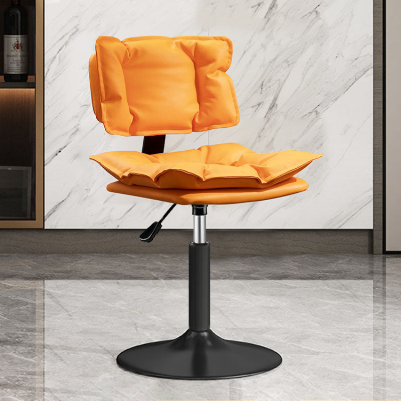 Glam Style Faux Leather Bar Stools Swivel Adjustable Height Bar Stool with Black Base