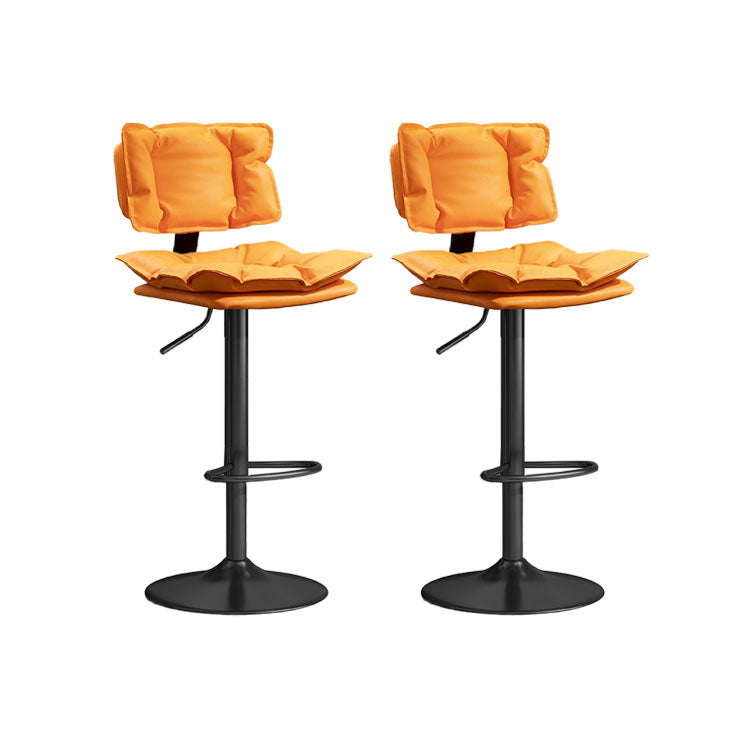 Glam Style Faux Leather Bar Stools Swivel Adjustable Height Bar Stool with Black Base