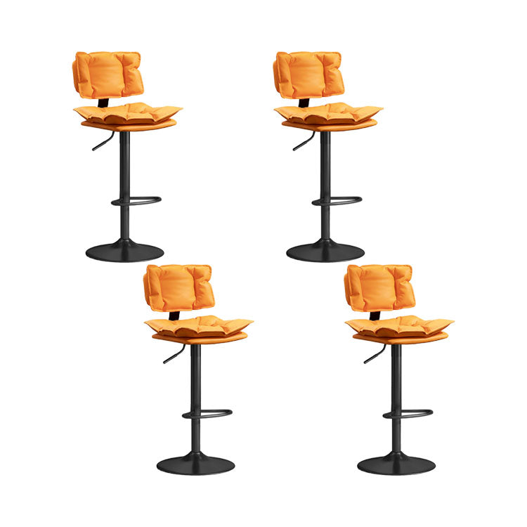 Glam Style Faux Leather Bar Stools Swivel Adjustable Height Bar Stool with Black Base