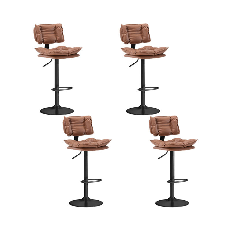 Glam Style Faux Leather Bar Stools Swivel Adjustable Height Bar Stool with Black Base