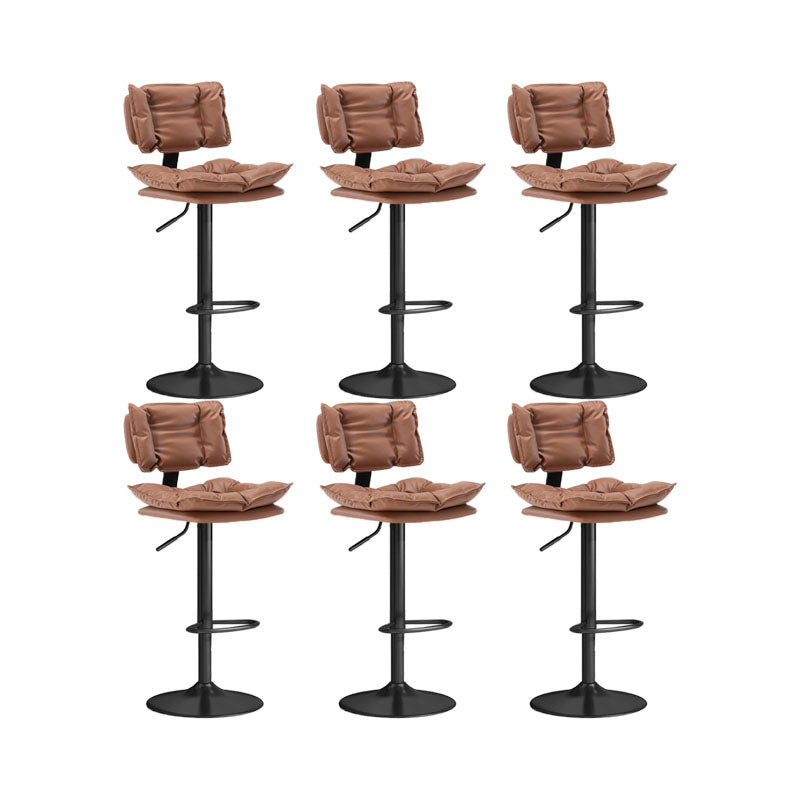 Glam Style Faux Leather Bar Stools Swivel Adjustable Height Bar Stool with Black Base