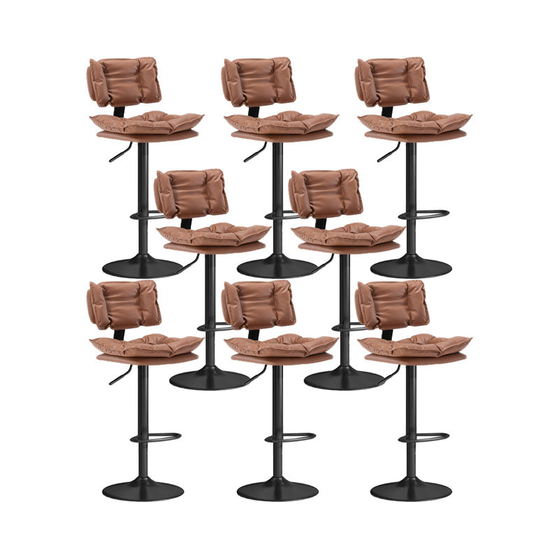 Glam Style Faux Leather Bar Stools Swivel Adjustable Height Bar Stool with Black Base