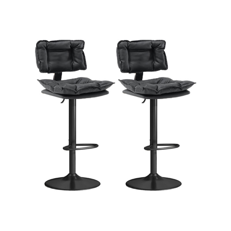 Glam Style Faux Leather Bar Stools Swivel Adjustable Height Bar Stool with Black Base