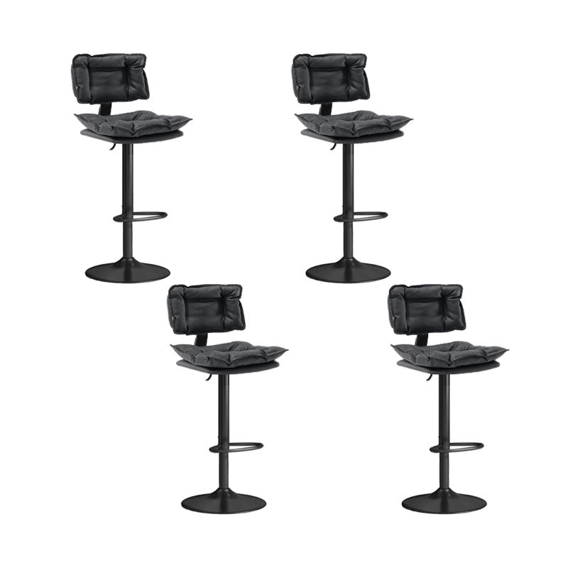 Glam Style Faux Leather Bar Stools Swivel Adjustable Height Bar Stool with Black Base