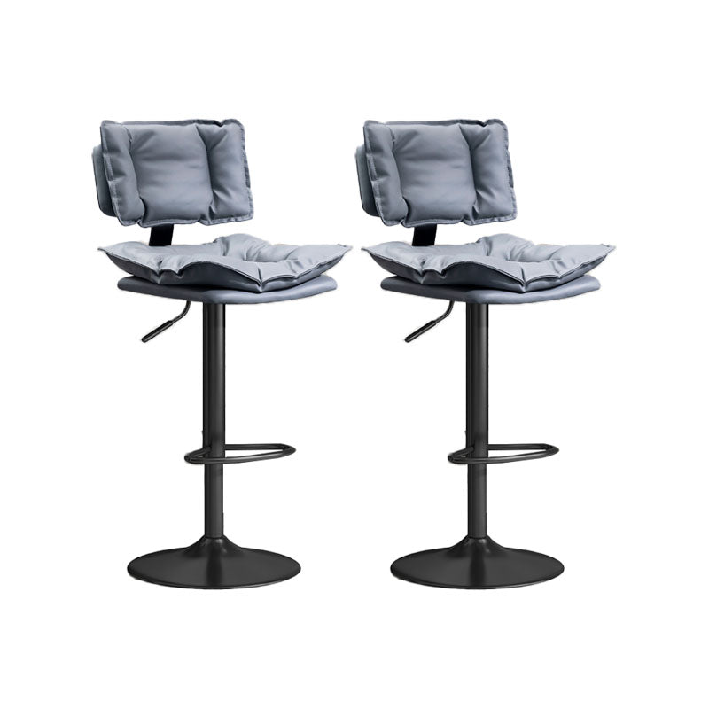 Glam Style Faux Leather Bar Stools Swivel Adjustable Height Bar Stool with Black Base