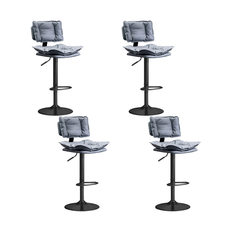 Glam Style Faux Leather Bar Stools Swivel Adjustable Height Bar Stool with Black Base