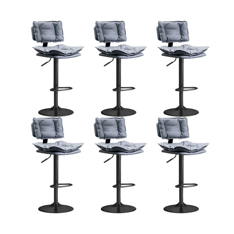 Glam Style Faux Leather Bar Stools Swivel Adjustable Height Bar Stool with Black Base