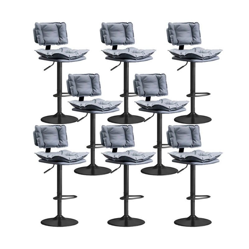 Glam Style Faux Leather Bar Stools Swivel Adjustable Height Bar Stool with Black Base