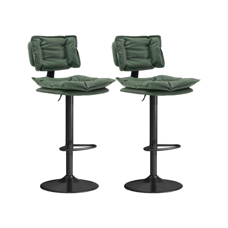 Glam Style Faux Leather Bar Stools Swivel Adjustable Height Bar Stool with Black Base