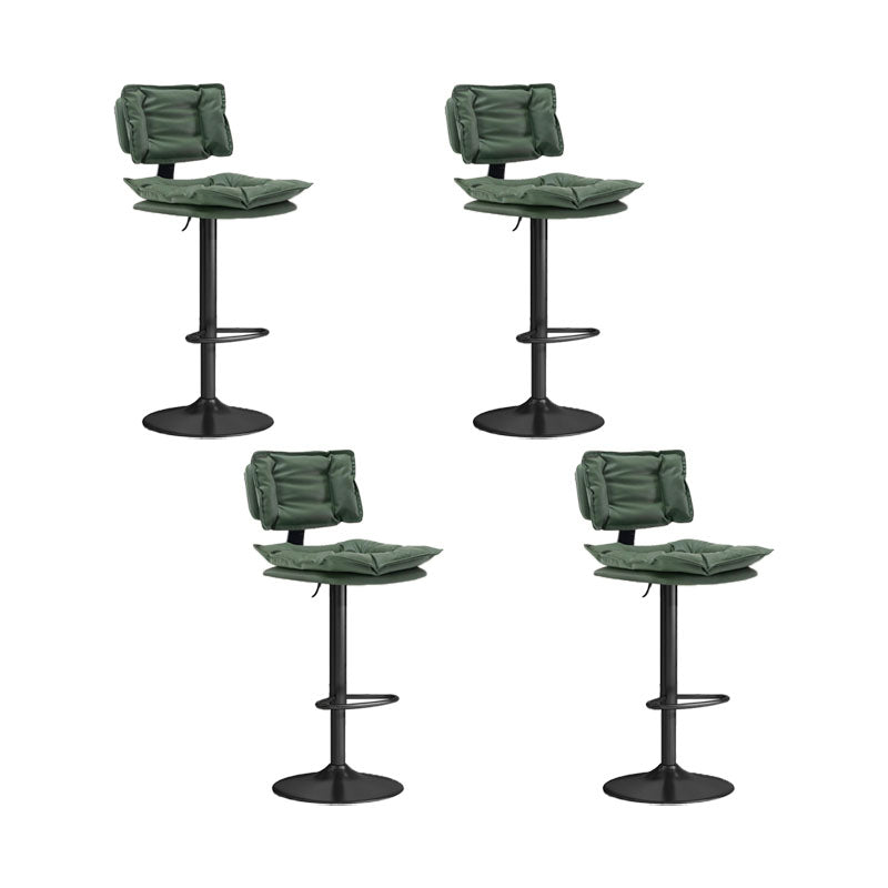 Glam Style Faux Leather Bar Stools Swivel Adjustable Height Bar Stool with Black Base