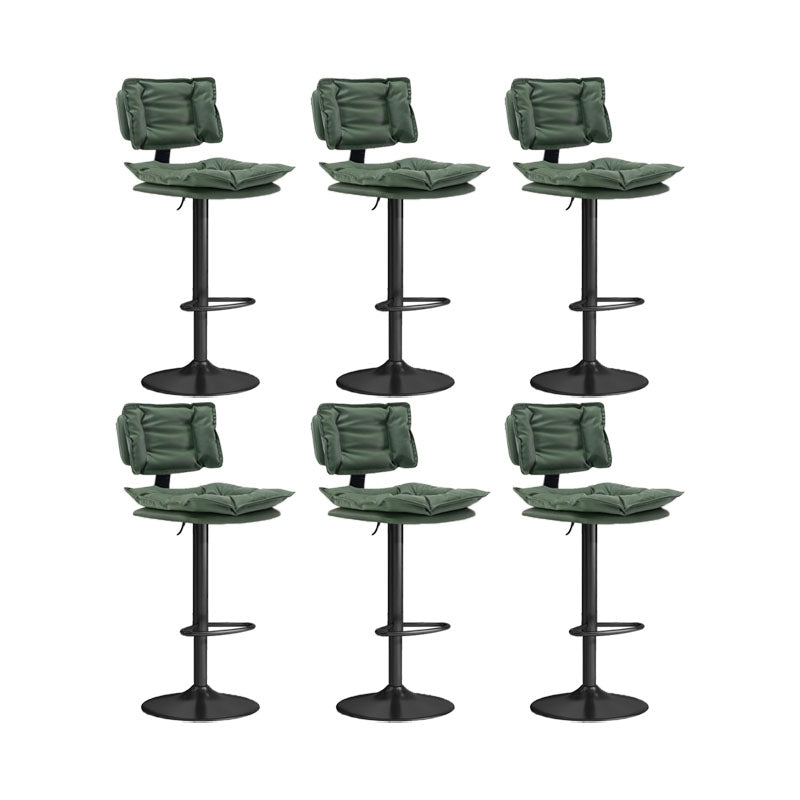 Glam Style Faux Leather Bar Stools Swivel Adjustable Height Bar Stool with Black Base