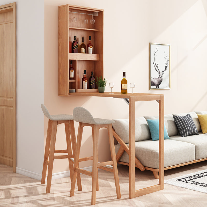 Rectangle Solid Wood Bar Table Extendable Dining Table for Kitchen