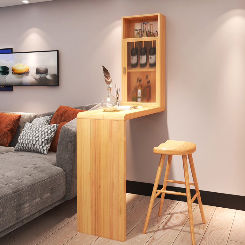 Modern Bar Dining Table Rectangle Bar Solid Wood Table in Natural