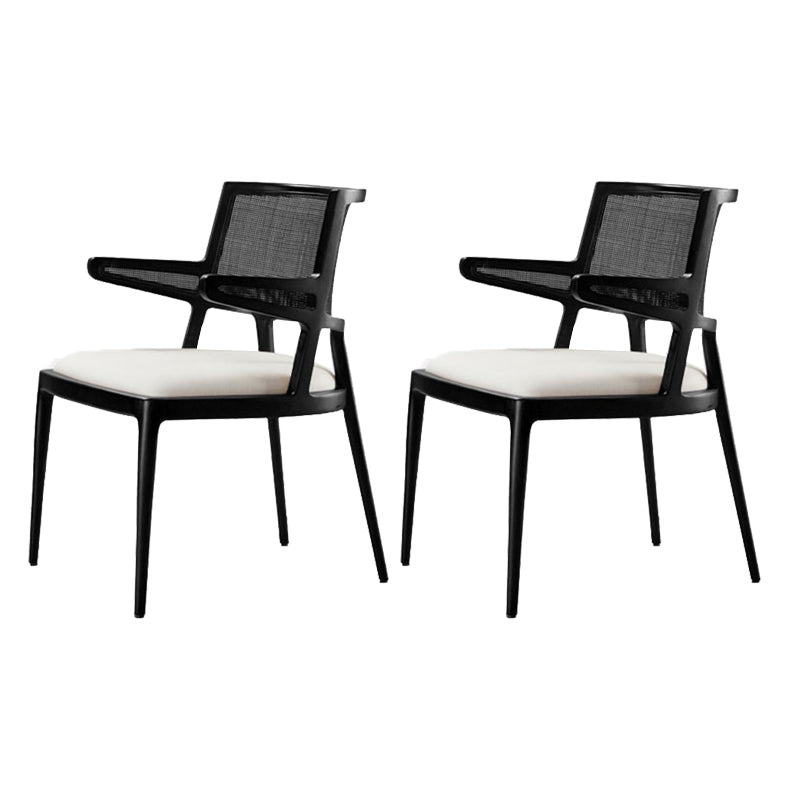 Solid Wood Lounge Chair Woven Back Side Chair with Solid Color Legs