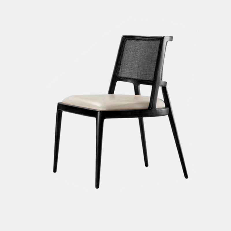 Solid Wood Lounge Chair Woven Back Side Chair with Solid Color Legs