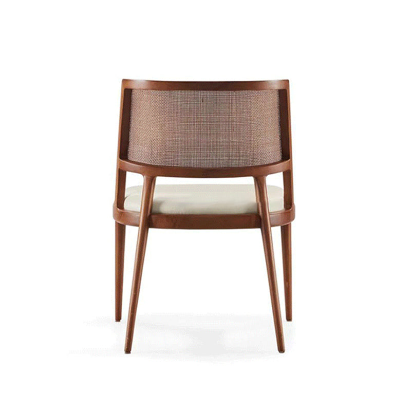 Solid Wood Lounge Chair Woven Back Side Chair with Solid Color Legs